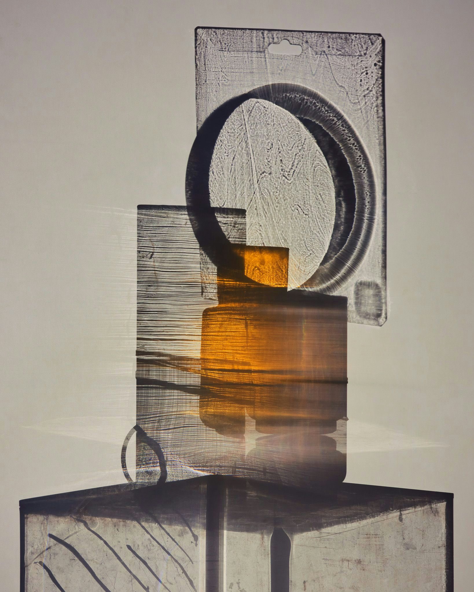  A photo showcasing an abstract setting of objects that let light through, with the set design created by Camille Boyer.